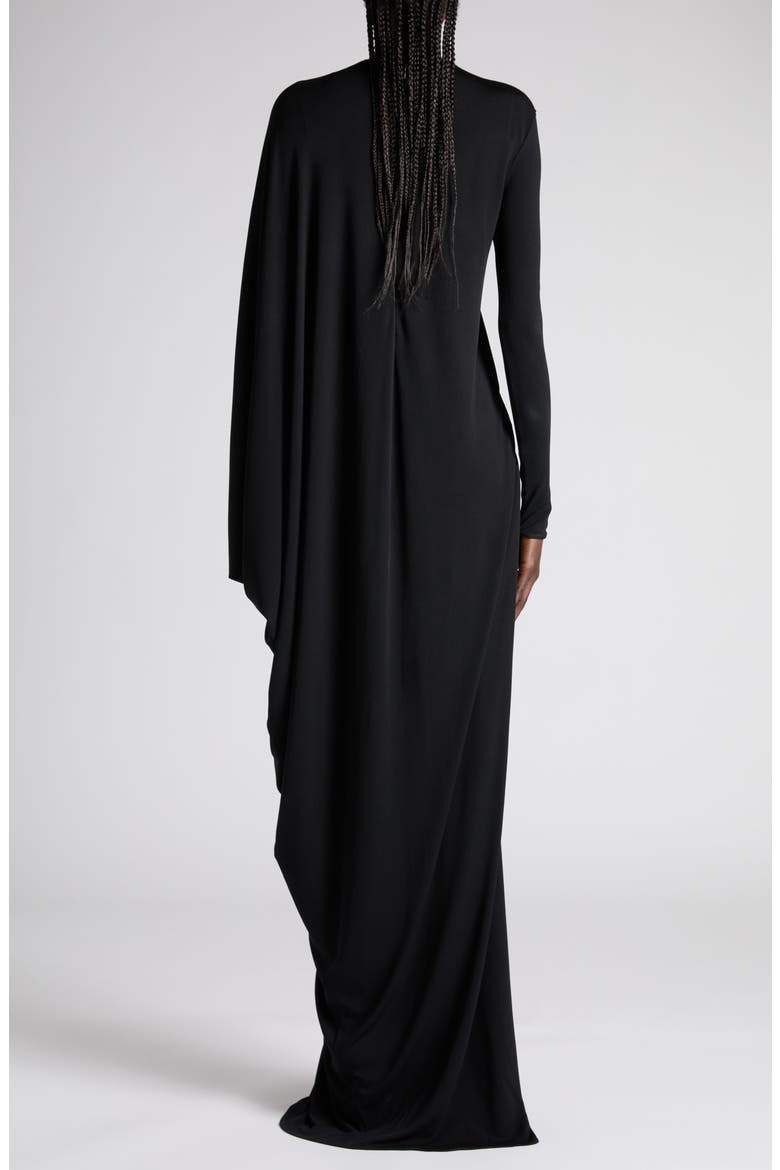 Cutout Draped Long Sleeve Jersey Gown, Alternate, color, LB999 BLACK