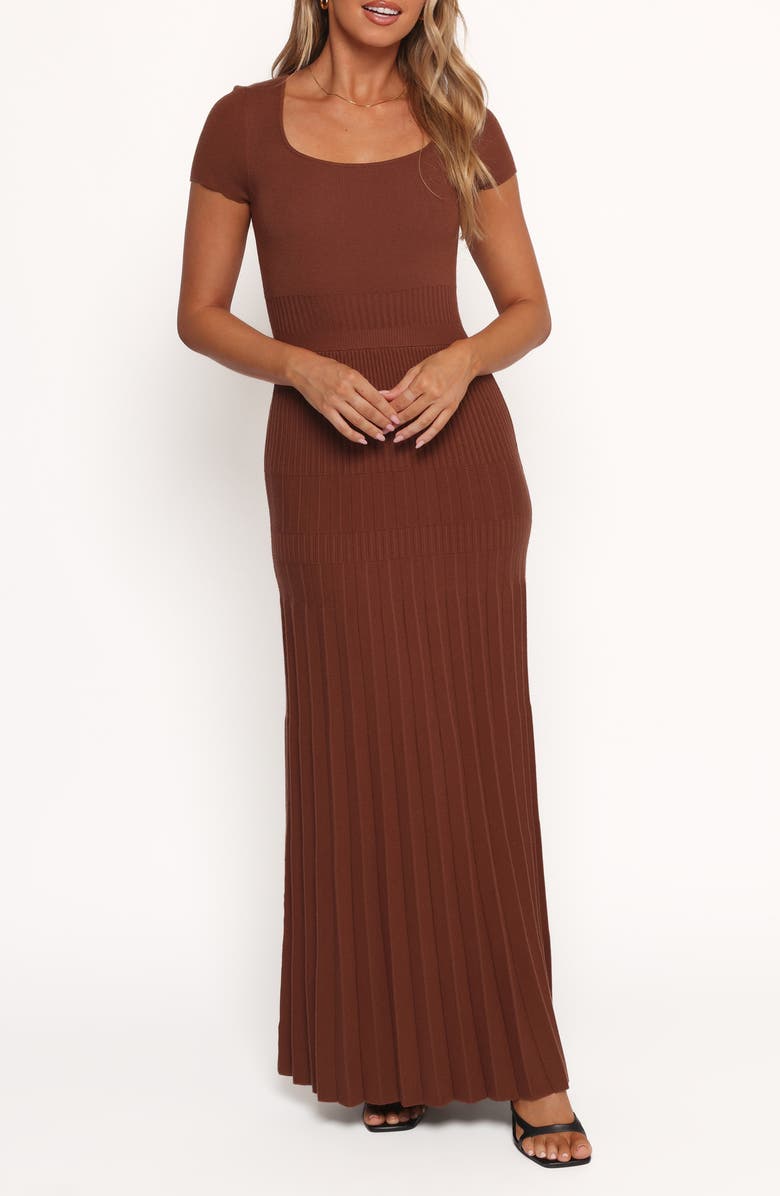 Petal & Pup Freeman Short Sleeve Maxi Dress, Main, color, Brown