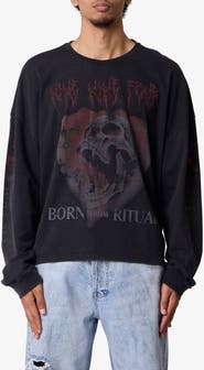 mnml Born From Ritual Long Sleeve Cotton Graphic T-Shirt