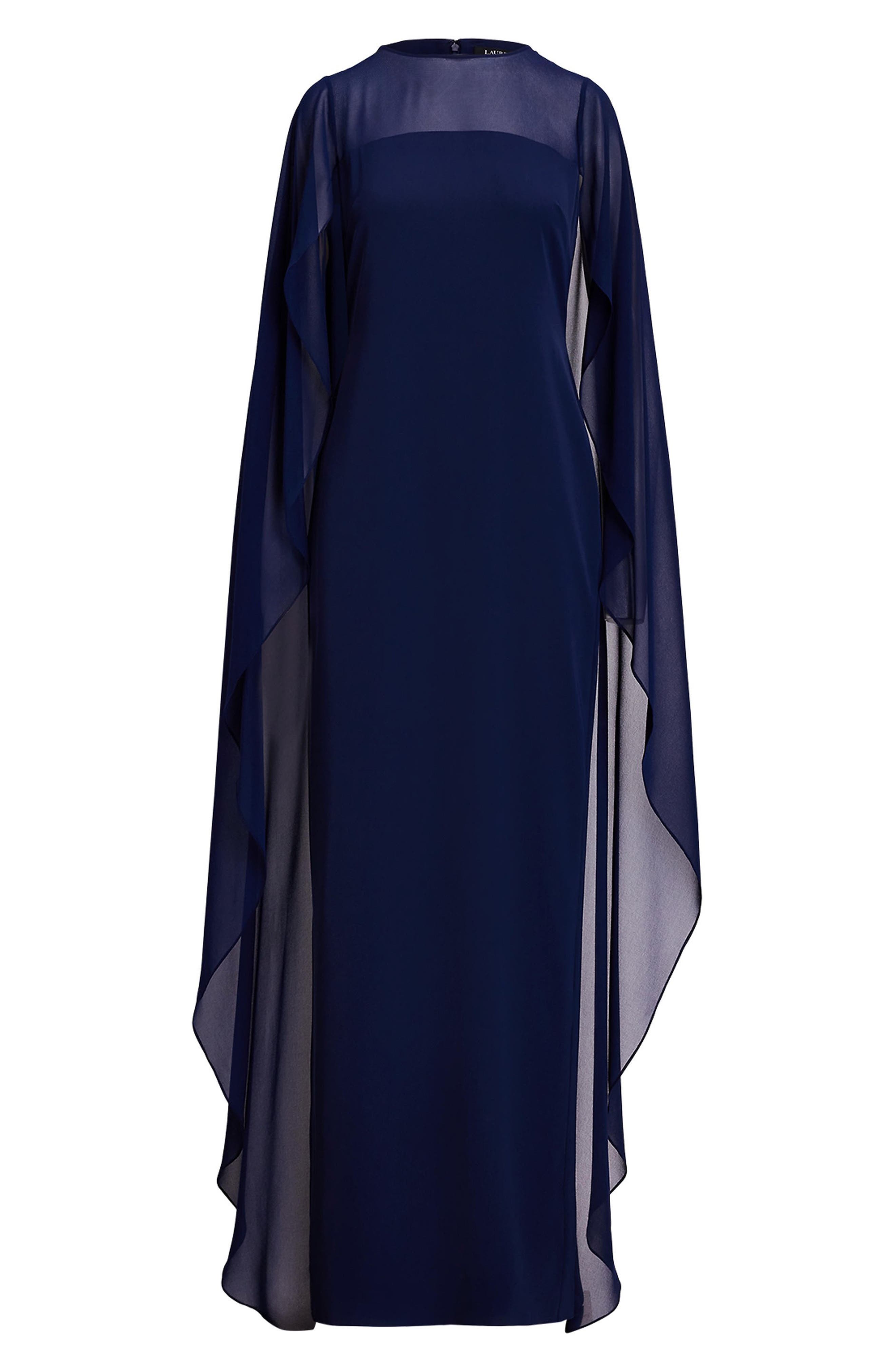 charisma chiffon capelet dress Poppy - Hi-low silk chiffon capelet