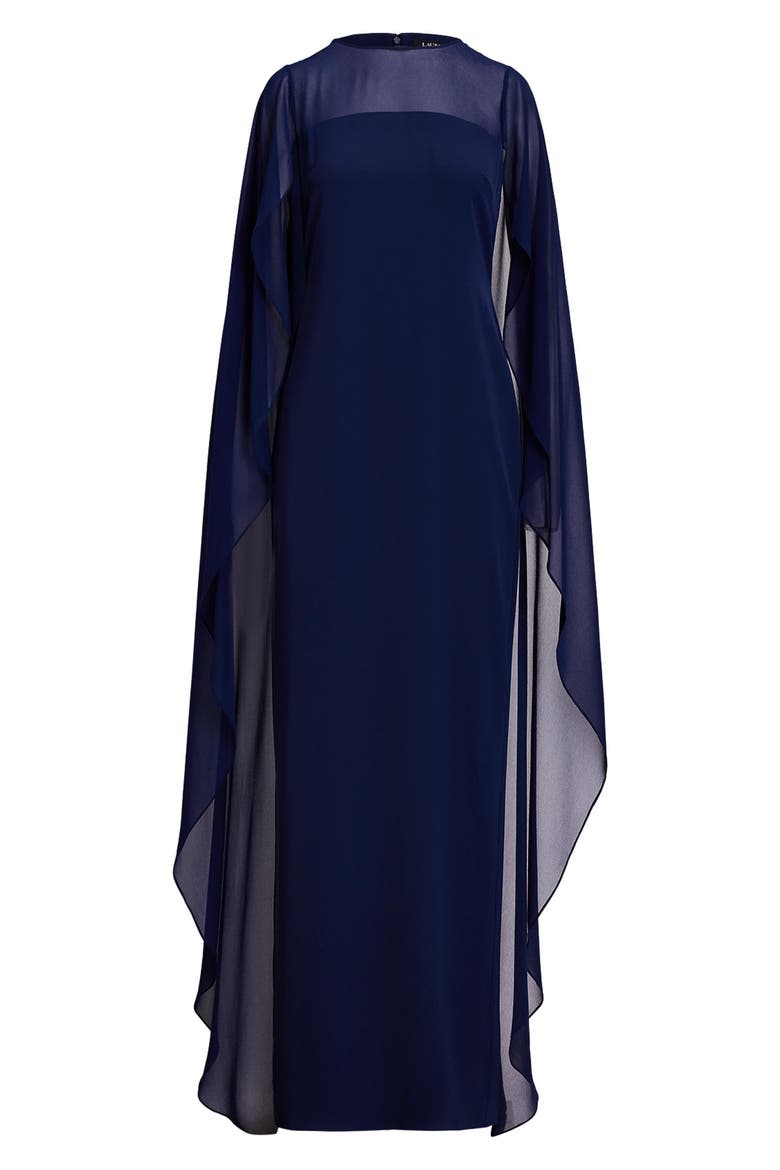 Lavati Capelet Gown, Alternate, color, NAVY BLUE