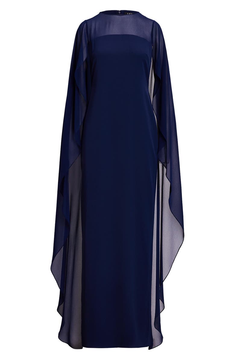 Lauren Ralph Lauren Lavati Capelet Gown, Alternate, color, Navy Blue