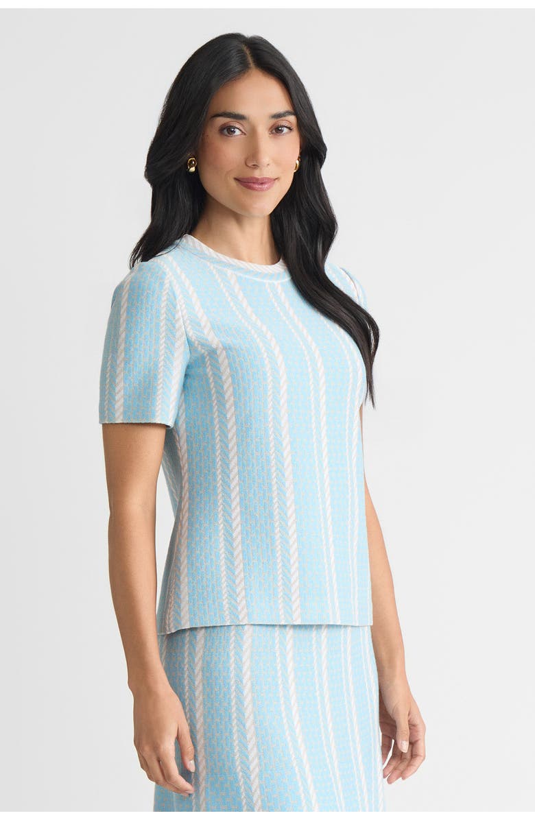 Ming Wang Roadmap Pattern Soft Knit Top, Alternate, color, Serene/Limestone/White