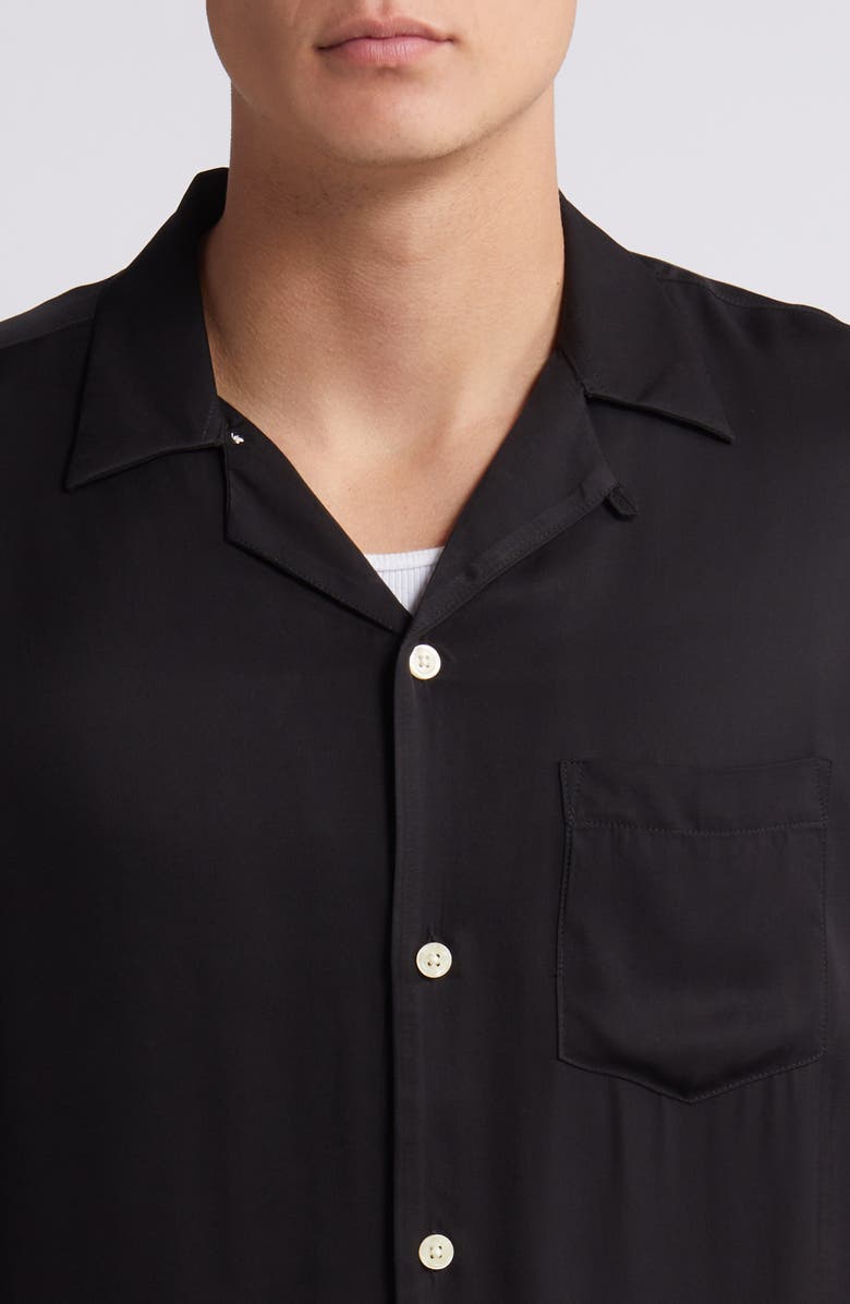 AllSaints Sunsmirk Embroidered Camp Shirt, Alternate, color, Jet Black