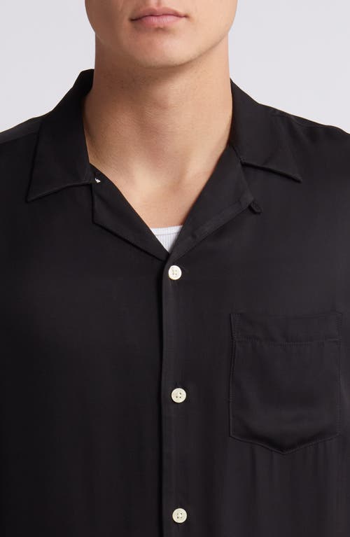 Allsaints Cudi Short Sleeve Button-up Camp Shirt In Jet Black