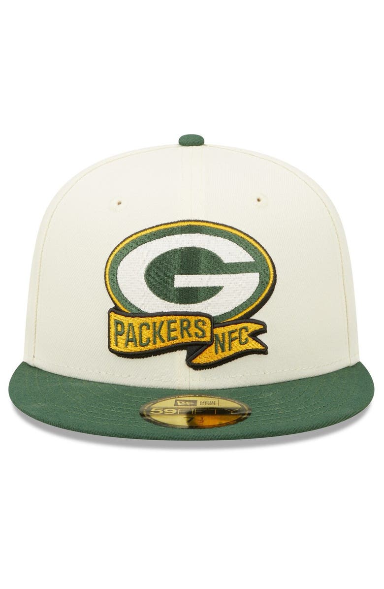 New Era Men's New Era Cream/Green Green Bay Packers 2022 Sideline 59FIFTY Fitted Hat, Alternate, color, 