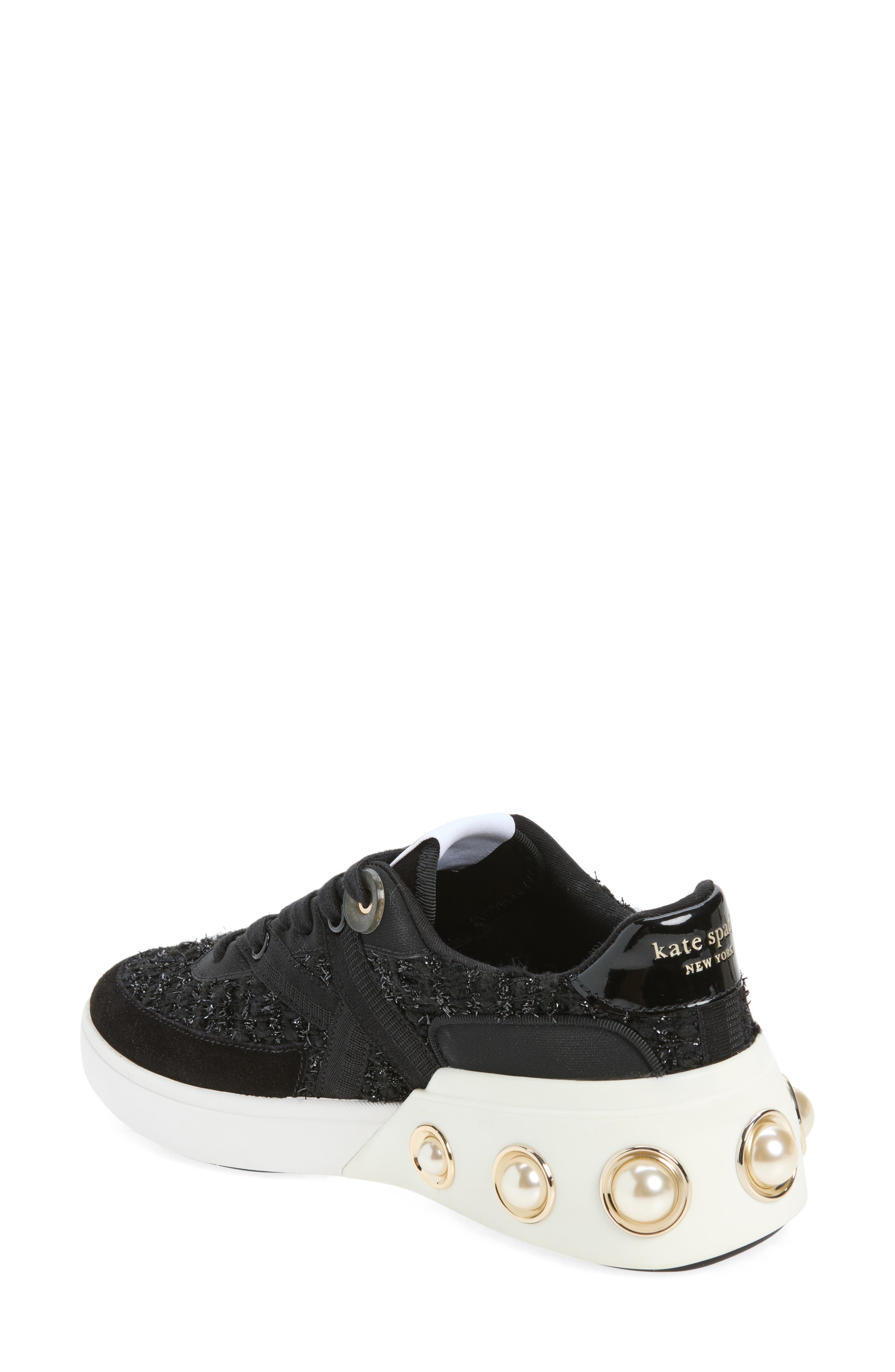 cayman faux pearl sneaker, Alternate, color, BLACK