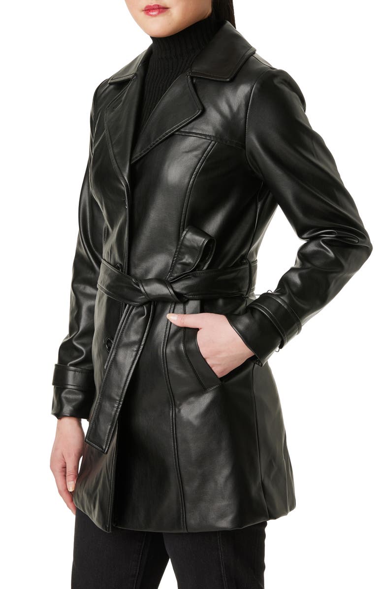 Sanctuary Faux Leather Trench Coat, Alternate, color,