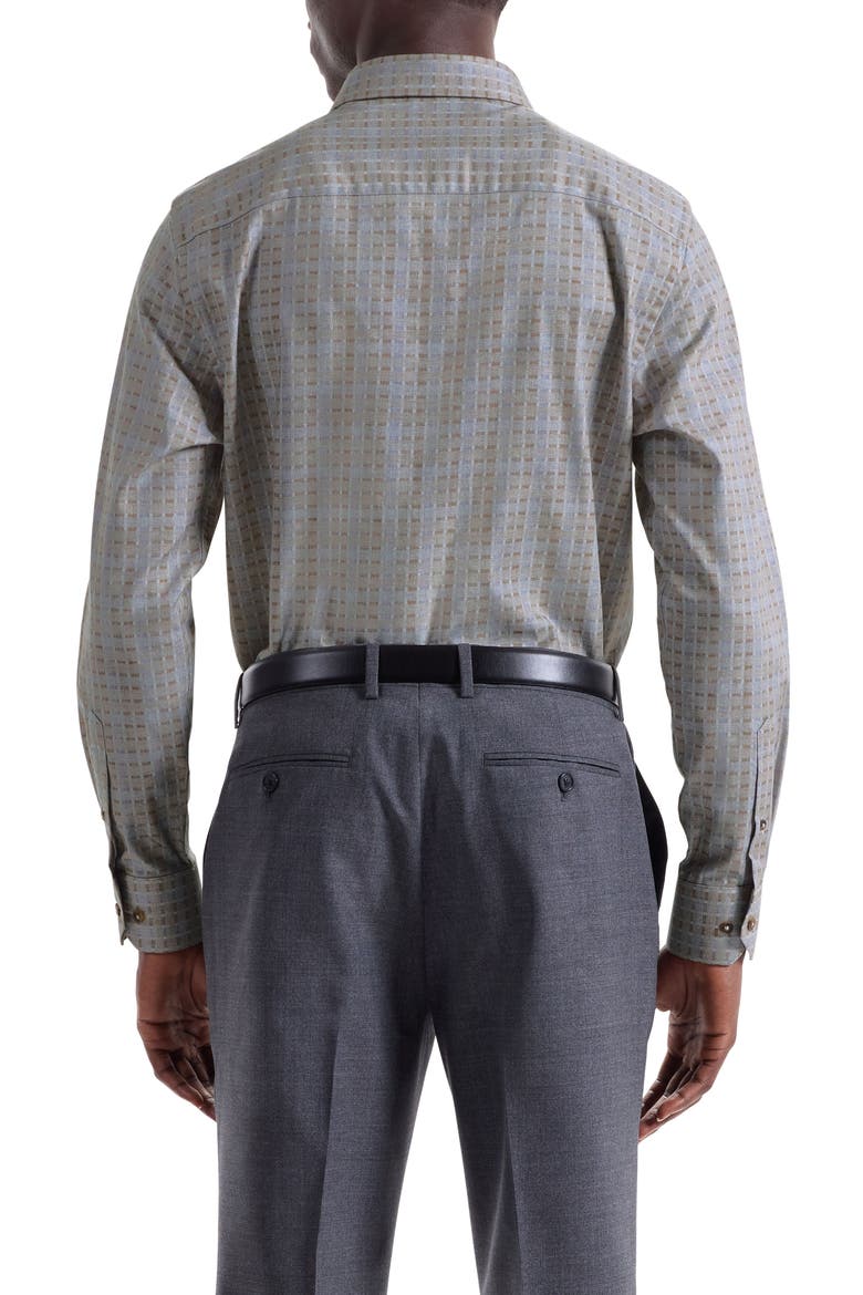 Axel Trim Fit Geo Print Cotton Button-Up Shirt, Alternate, color, TAUPE