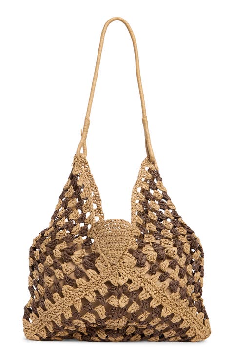 DIamond Stripe Straw Tote