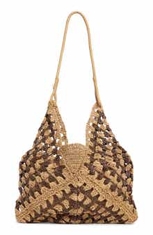 Collection XIIX DIamond Stripe Straw Tote