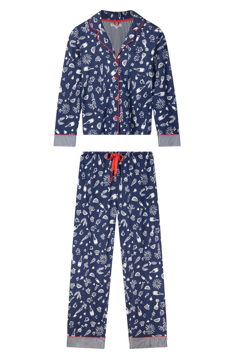 PJ Salvage Playful Print Pajamas, Alternate, color, Dark Navy