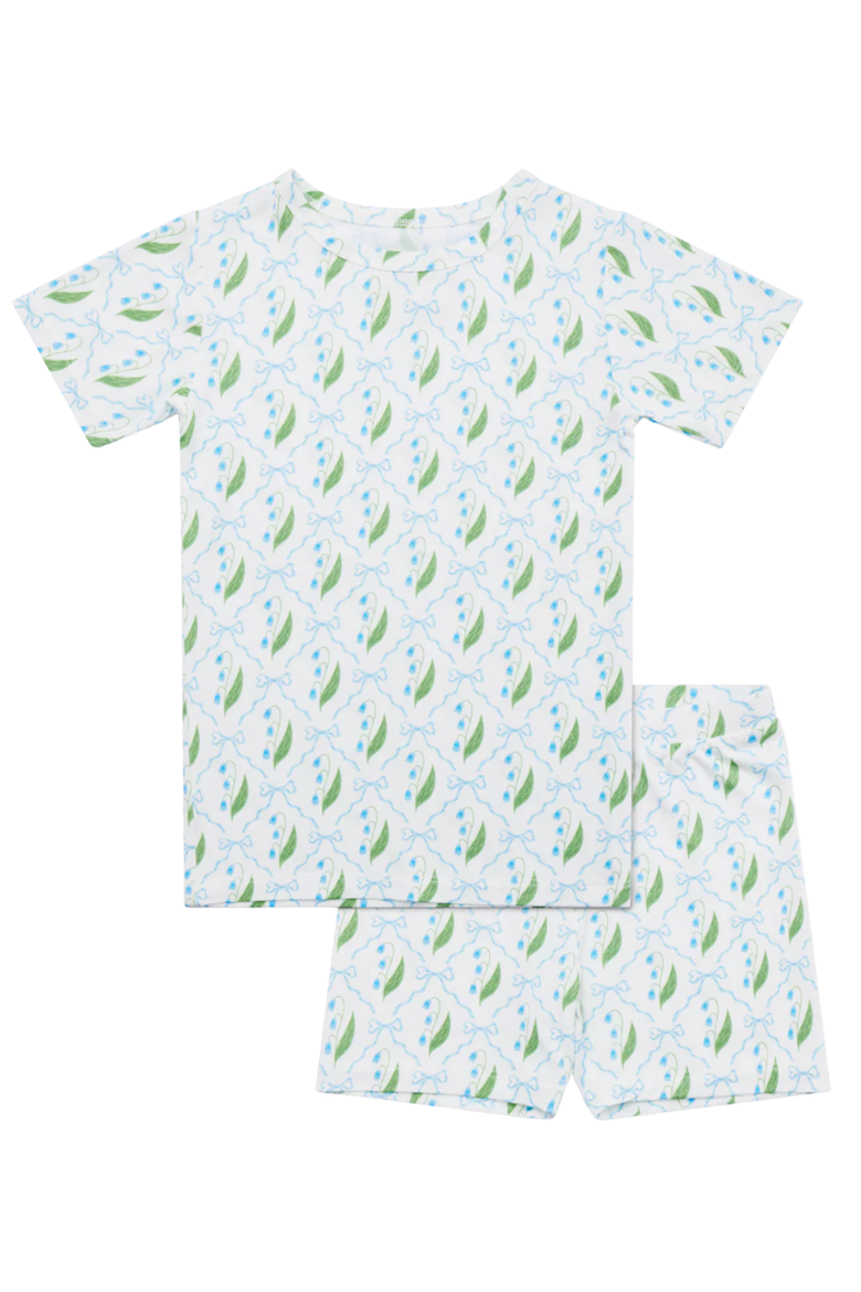 Short Sleeve and Shorts Buttery Soft Pajama Set, Alternate, color, Bluebell Bows