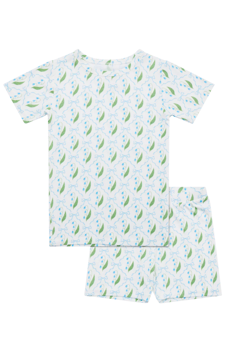 Motette Short Sleeve and Shorts Buttery Soft Pajama Set, Alternate, color, Bluebell Bows