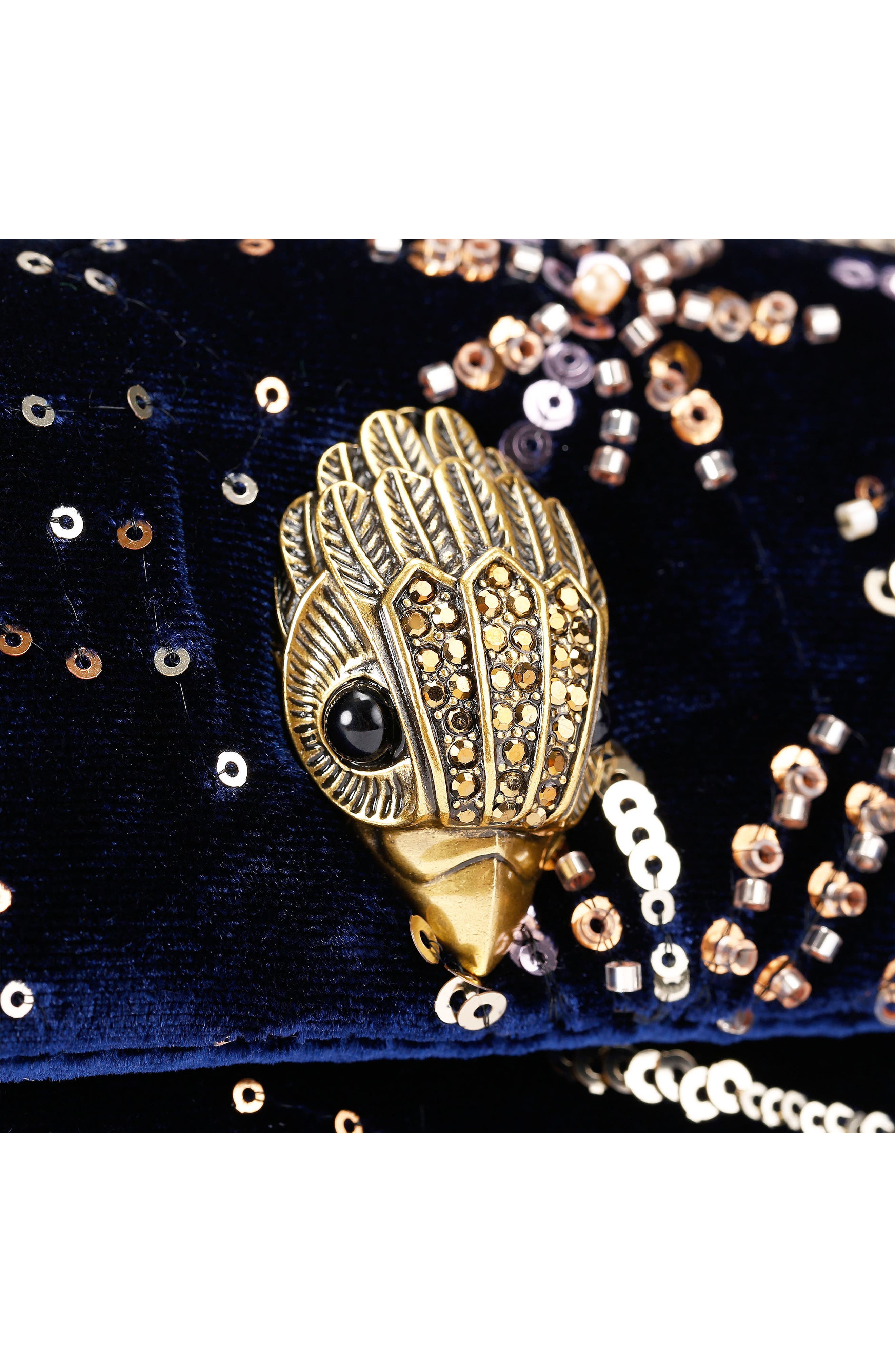 Kurt Geiger London Mini Kensington Velvet Crossbody Bag, Alternate, color, Navy