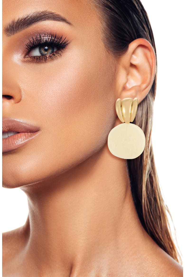 Resin Statement Drop Earrings, Alternate, color, GOLD/CREAM