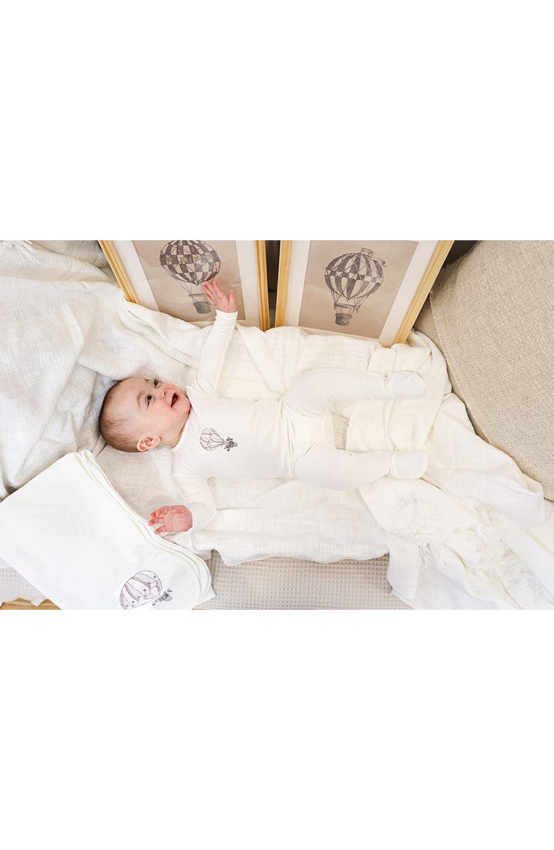 Manière Hot Air Balloon Footie & Hat Set, Alternate, color, Ivory