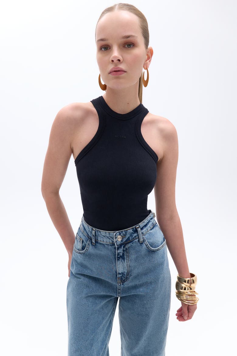 Halter Neck Bodysuit, Main, color, Black