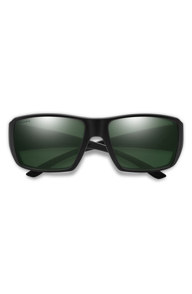 Smith Guides Choice 63mm ChromaPop<sup>™</sup> Polarized Oversize Square Sunglasses, Main, color, Matte Black / Gray Green