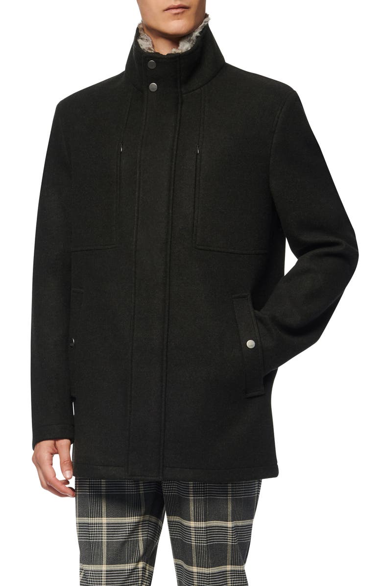 Andrew Marc Westerhall Genuine Rabbit Fur Trim Coat, Main, color, 