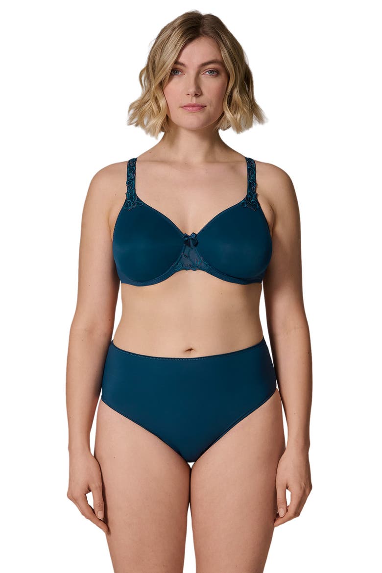Andora Underwire Minimizer Bra, Alternate, color, PETROL BLUE