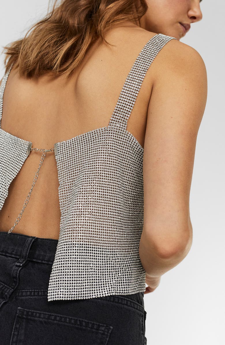 VERO MODA Carmen Metallic Mesh Crop Top, Alternate, color,