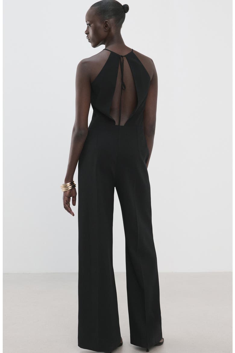 Open Back Halter Neck Jumpsuit, Alternate, color, BLACK