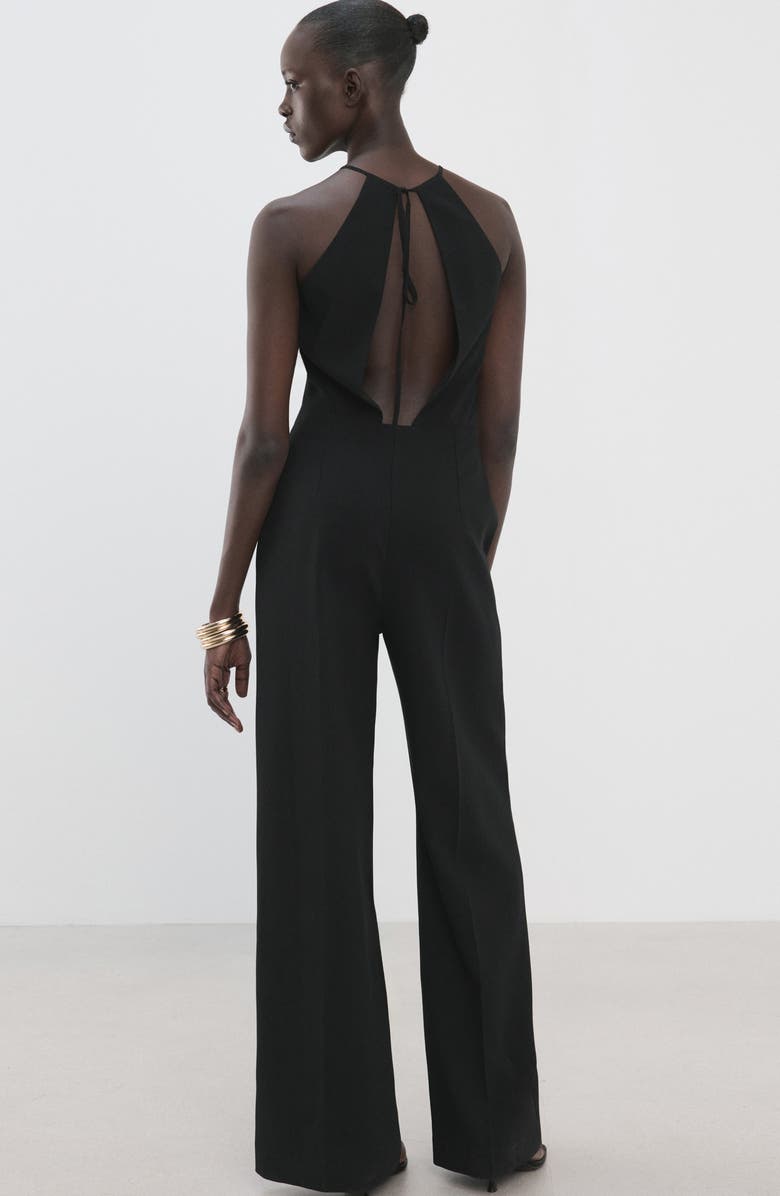 MANGO Open Back Halter Neck Jumpsuit, Alternate, color, 
