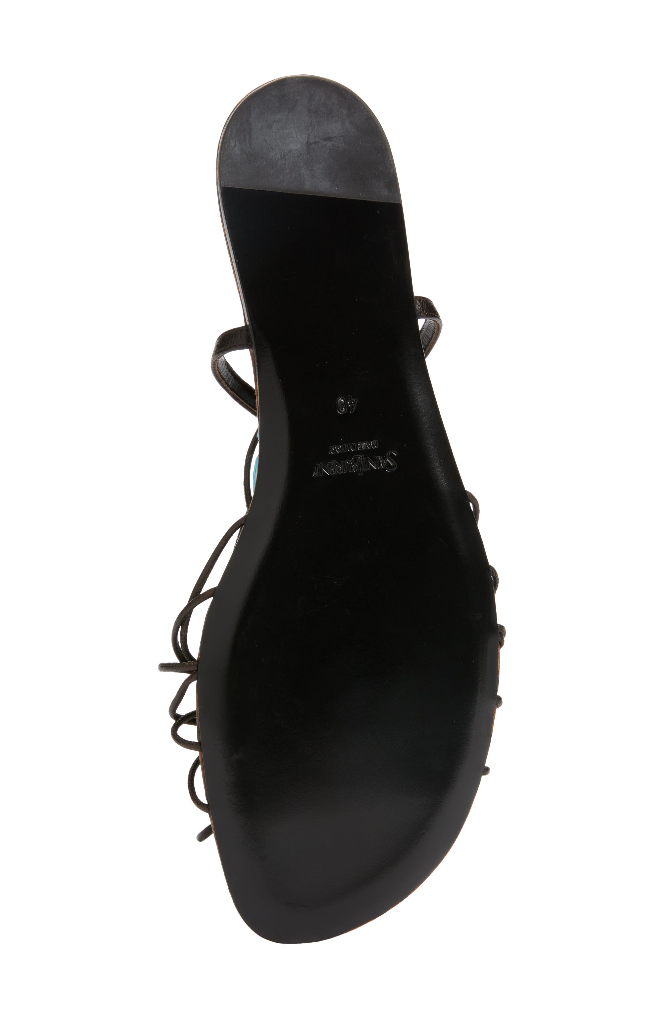 Saint Laurent Bridget Wraparound Ankle Strap Sandal, Alternate, color, Eagle Brown