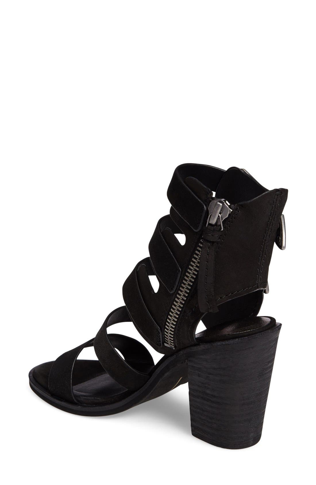 Layell Buckle Sandal, Alternate, color, BLACK LEATHER