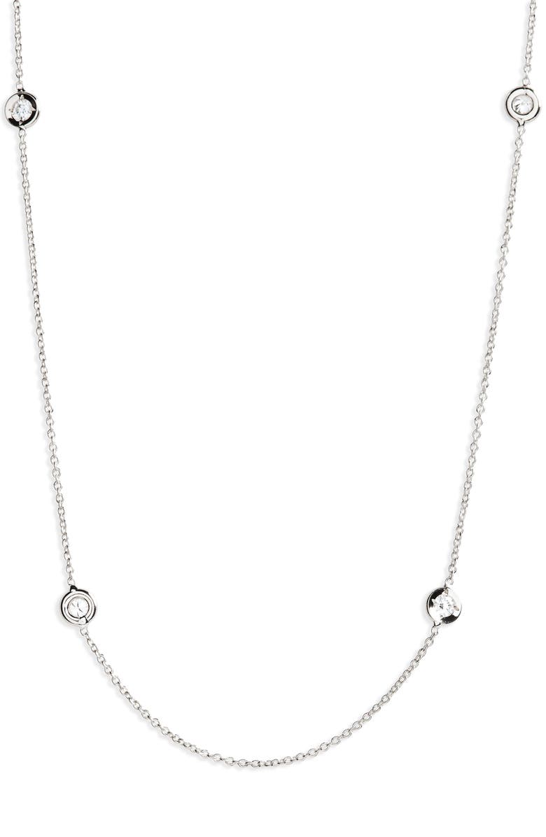 Roberto Coin Diamond Seven Station Necklace, Main, color, Sterling Silver