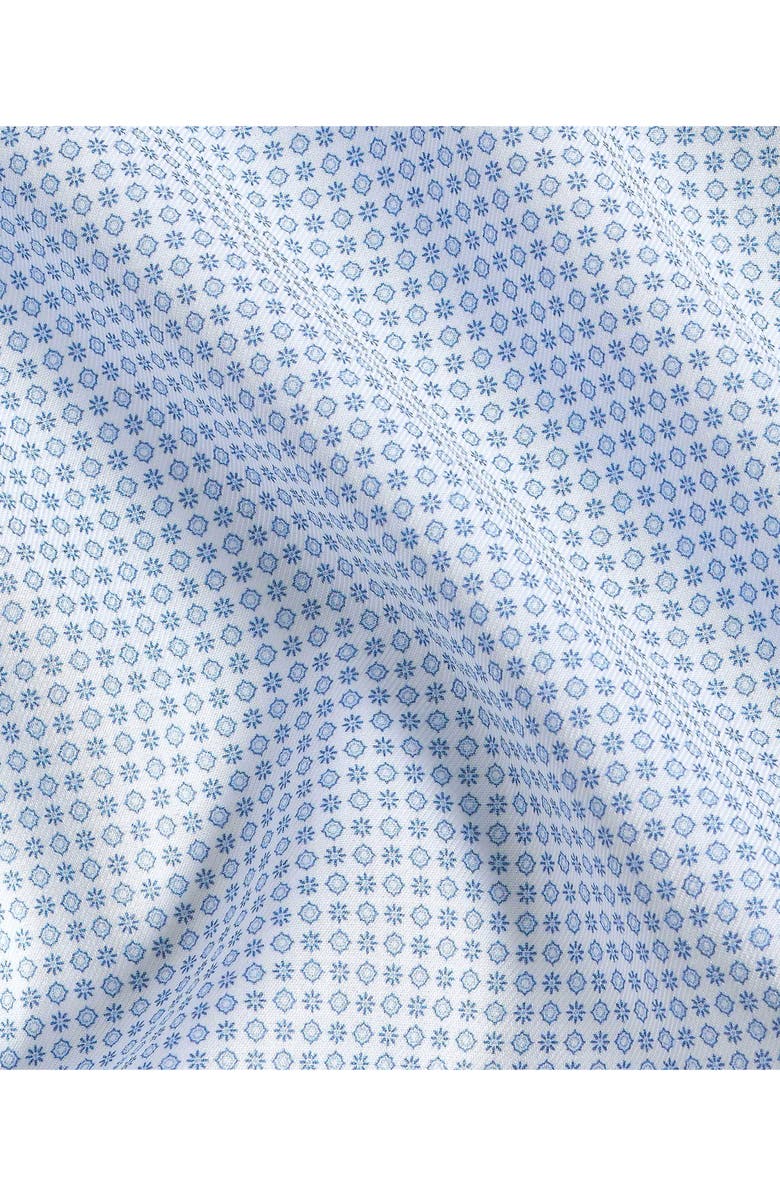 David Donahue Trim Fit Light Light Blue Micromedallion Stretch Cotton Twill Dress Shirt, Alternate, color, White/ Blue