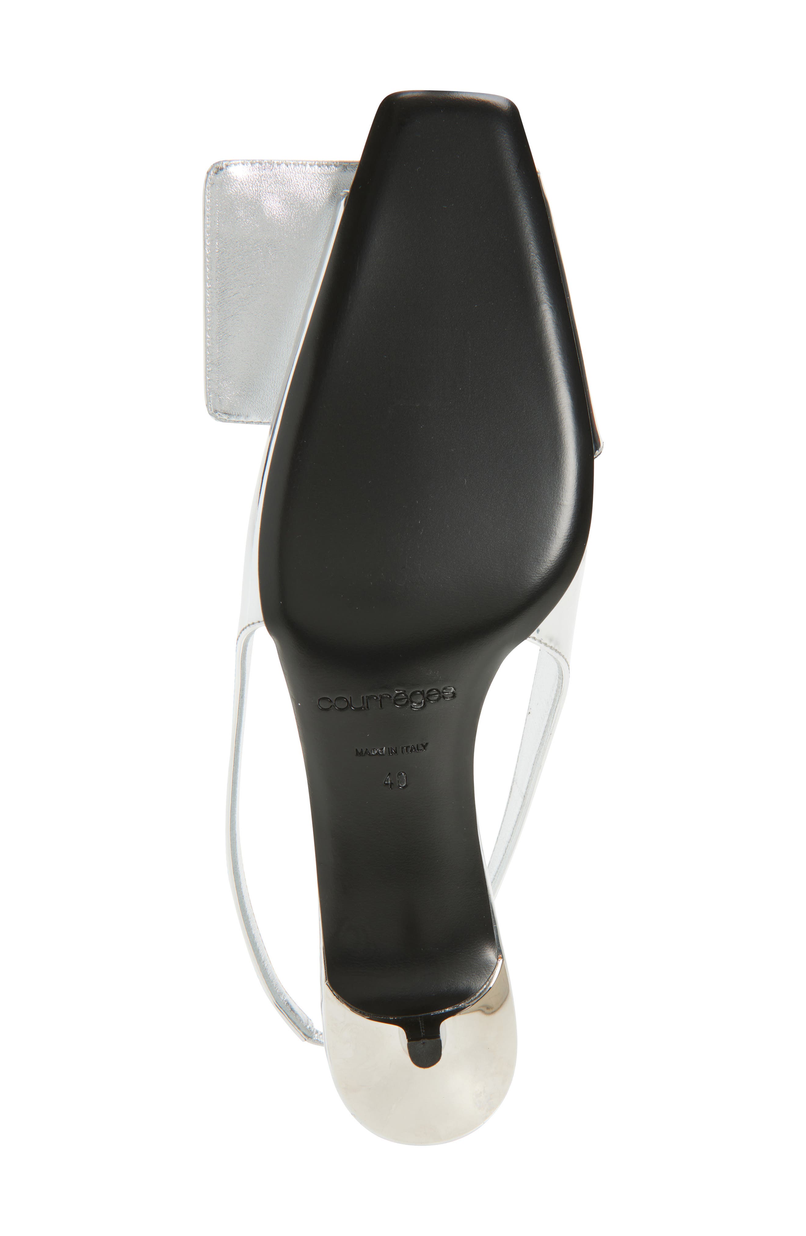 Courrèges Fold Mirror Kitten Heel Slingback Sandals, Alternate, color, Mirror