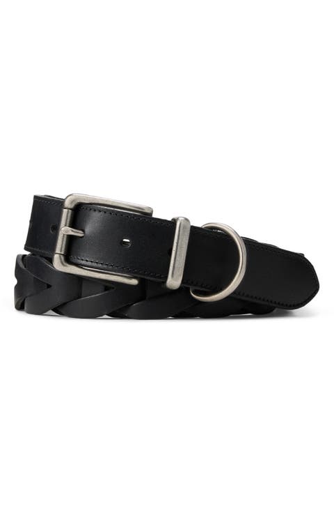 Braided Black Leather Belt