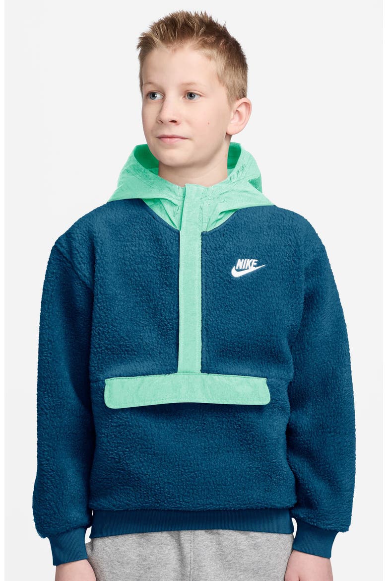 Kids' Club Fleece Hoodie, Main, color, GREEN ABYSS/ MINT FOAM/ WHITE