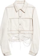 Rick Owens Shredded Crop Denim Work Jacket