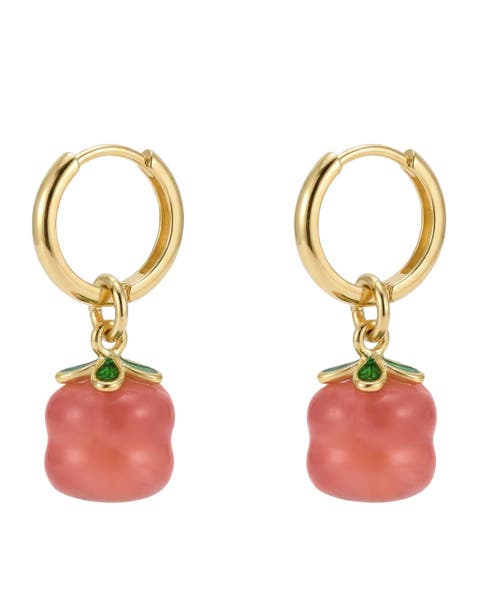 Harvest Persimmon Jade stone charm earrings