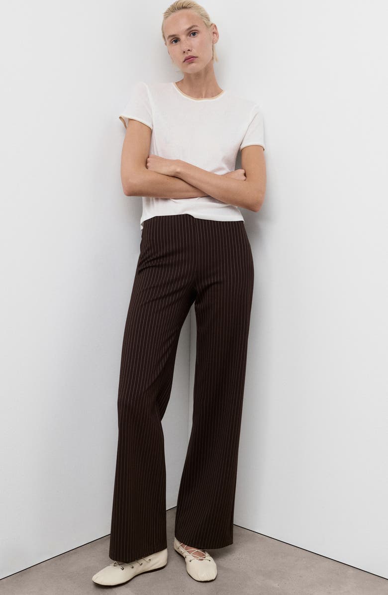 MANGO Pinstripe Wide Leg Pants, Alternate, color,
