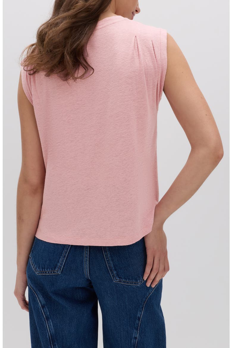 Pleat Shoulder Muscle Tee, Alternate, color, ROSE PINK