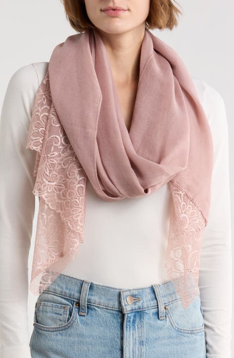 Lace Embroidery Trim Scarf