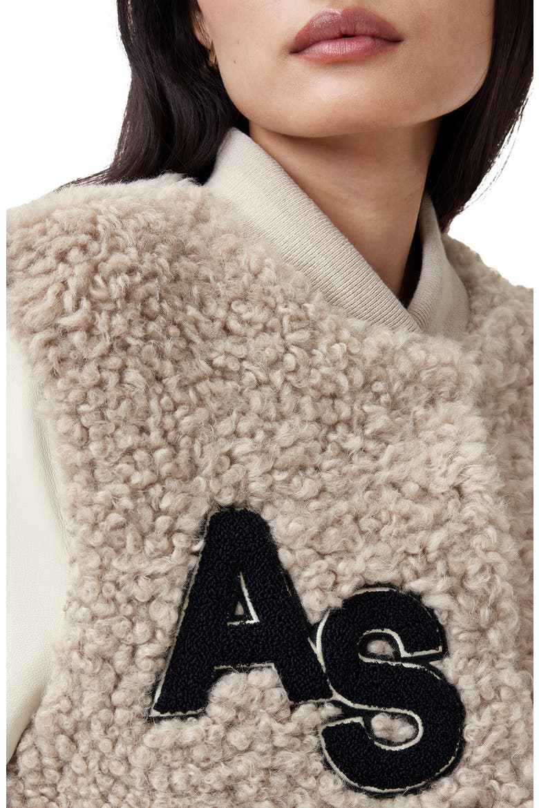 Valerie Mixed Media Genuine Shearling Jacket, Alternate, color, OFF WHITE