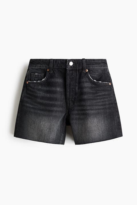 Raw-edge Denim Shorts