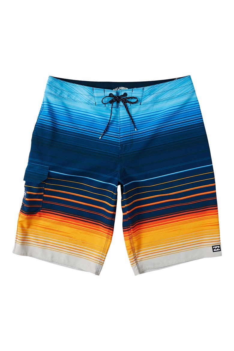 All Day Stripe Pro Board Shorts, Main, color, SUNSET