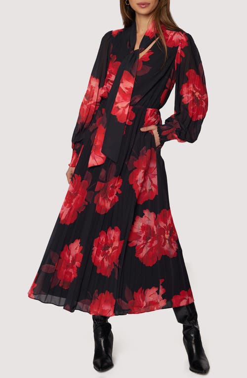 Lost + Wander Scarlet Melody Floral Long Sleeve Maxi Dress in Black Red Floral 