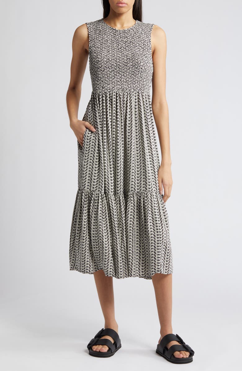 Treasure & Bond Smocked Sleeveless Midi Dress, Main, color,