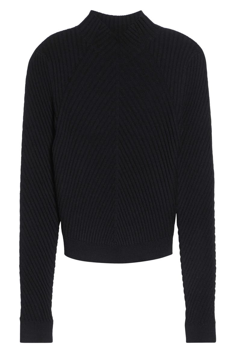 Georgia Merino Wool Rib Sweater, Alternate, color, BLACK