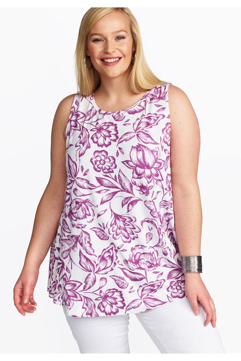 Stretch Knit Sleeveless Swing Tunic, Alternate, color, WHITE