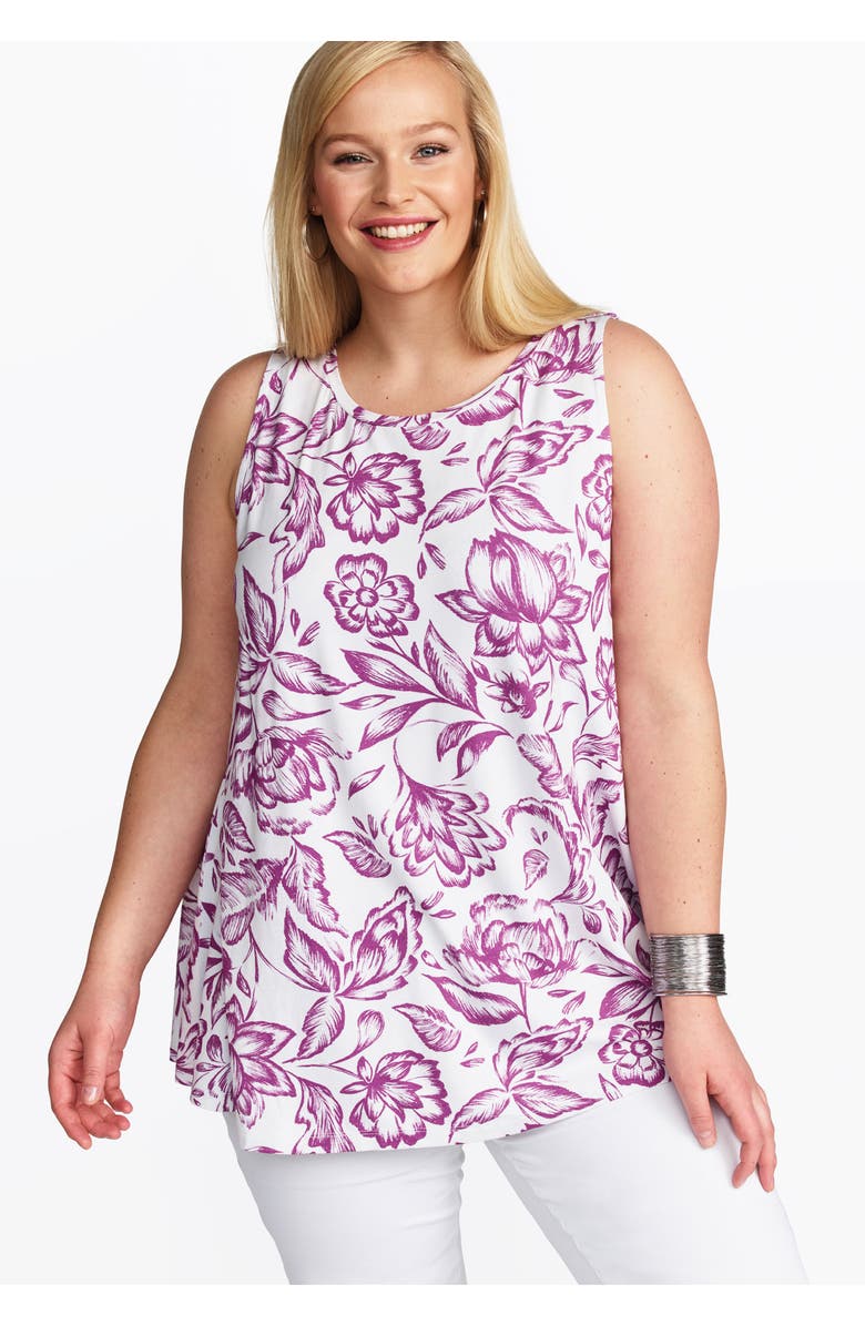 Jessica London Stretch Knit Sleeveless Swing Tunic, Alternate, color, Black