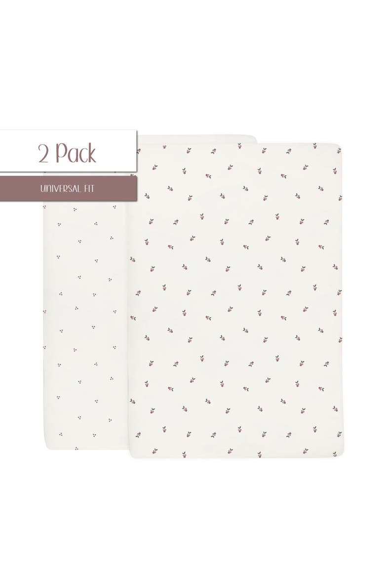 Baby Fitted Waterproof Pack N Play | Mini Portable Crib Sheet Set 2 Packs, Alternate, color, Lavender Berry