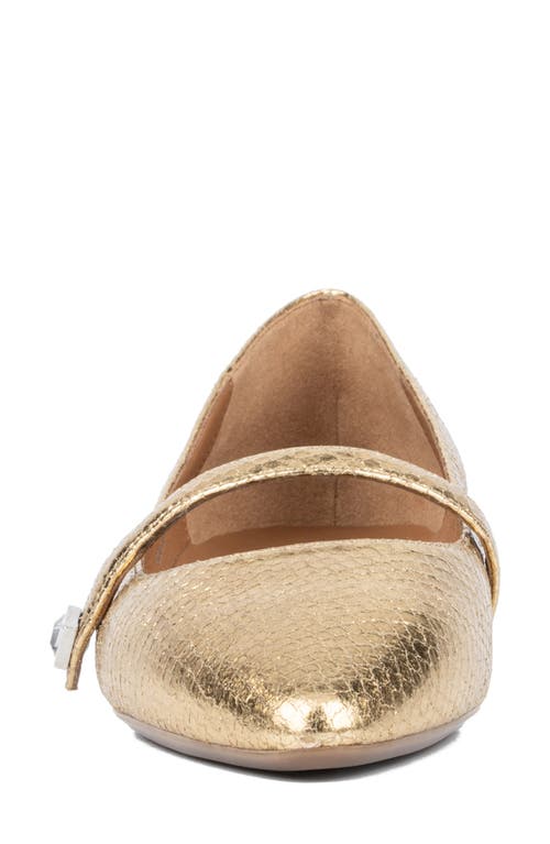 Aquatalia Priya Metallic Snake-embossed Mary Jane Flats In Gold
